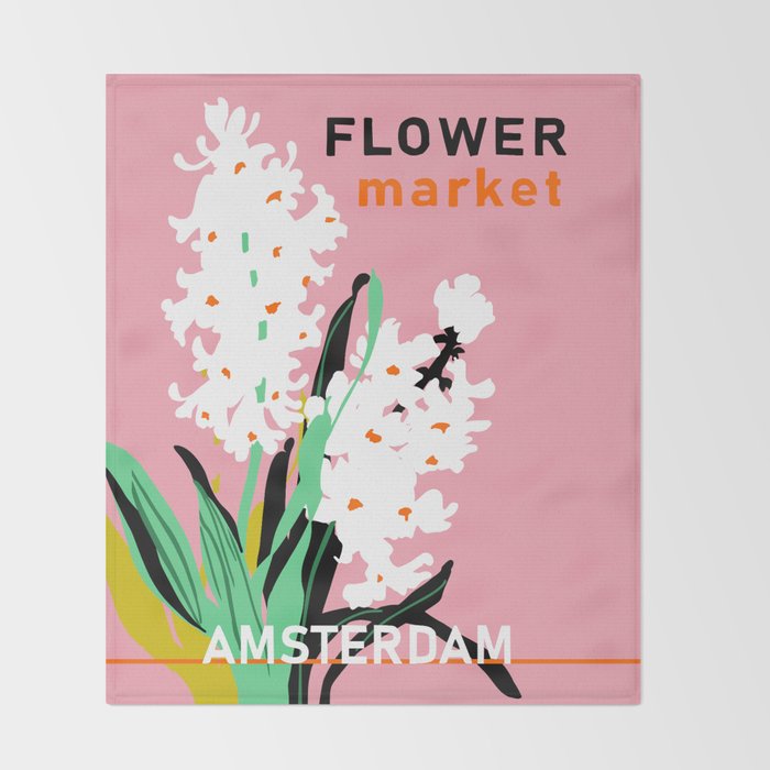 Flower Market Amsterdam Throw Blanket Gallery Image 2