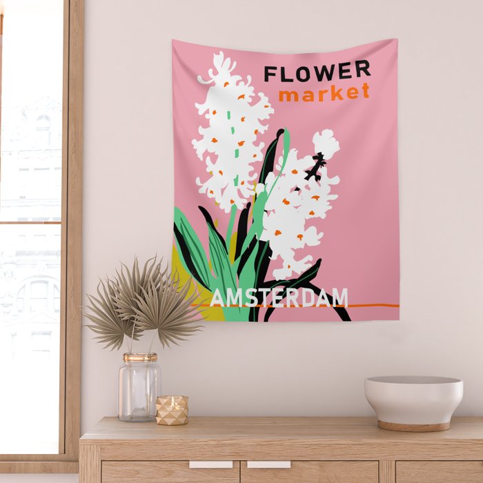Flower Market Amsterdam Wall Tapestry Gallery Image 2