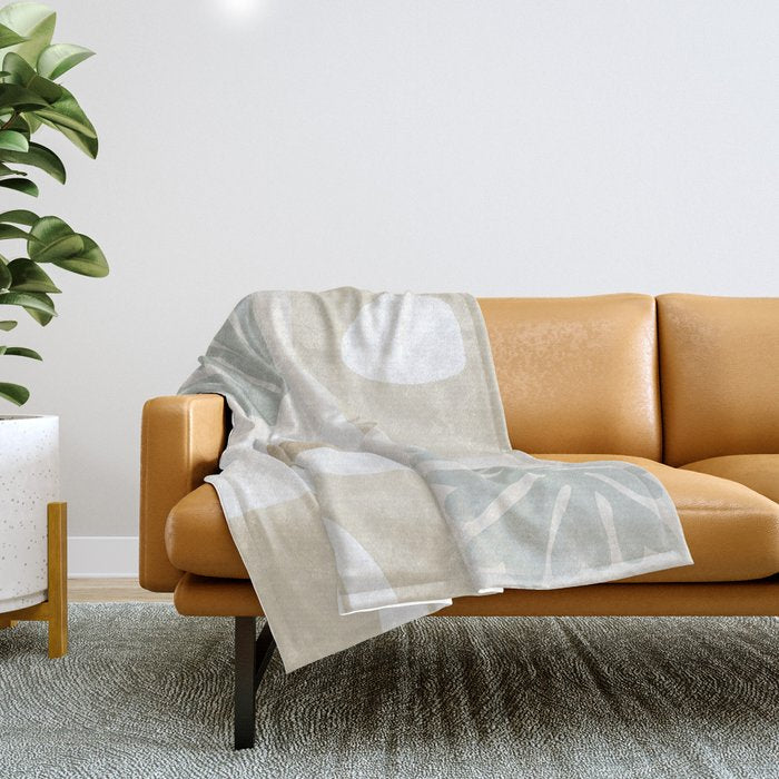 Modern Corals | Sage Green Throw Blanket Gallery Image 1