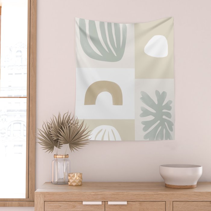 Modern Corals | Sage Green Wall Tapestry Gallery Image 2