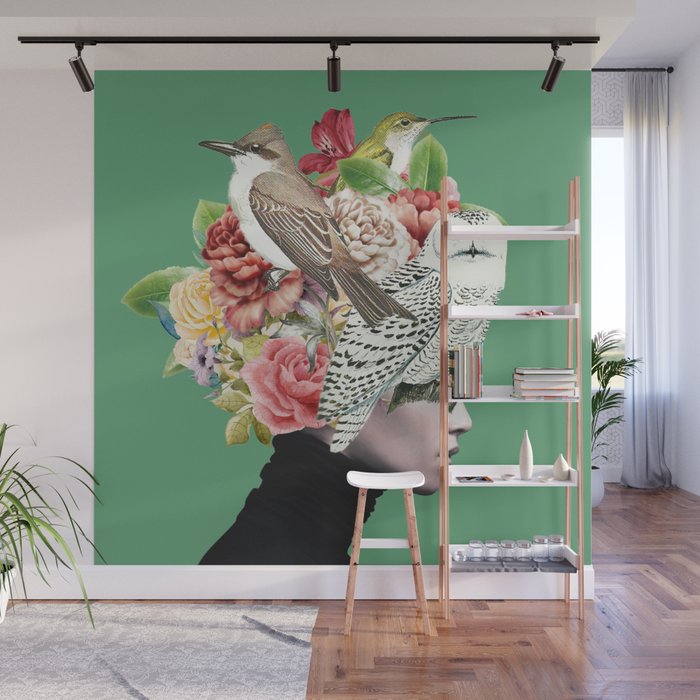 Lady with Birds(portrait) 2 Wall Mural Gallery Image 1