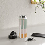 Block print geometrics stripes earthy Water Bottle Gallery Image 4