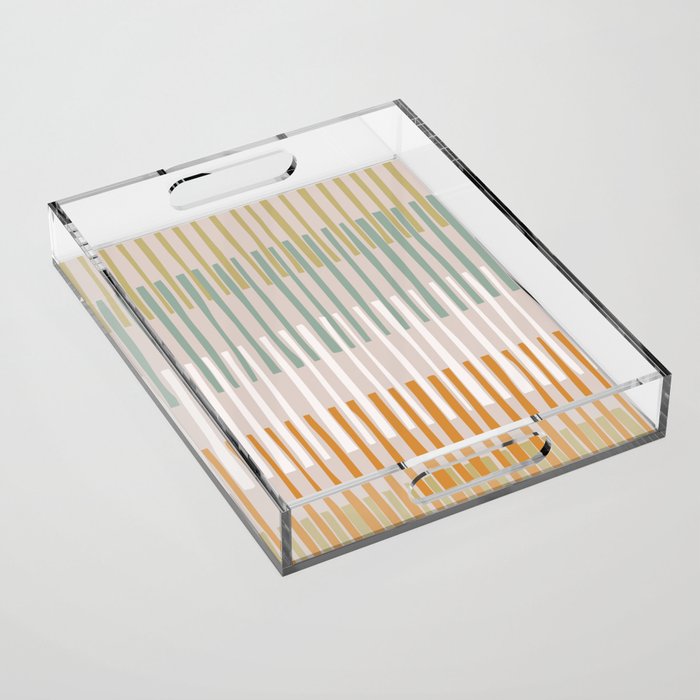 Block print geometrics stripes earthy Acrylic Tray Gallery Image 1
