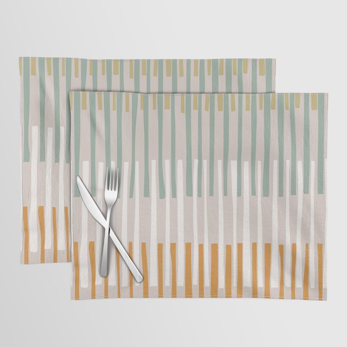 Block print geometrics stripes earthy Placemat Gallery Image 1