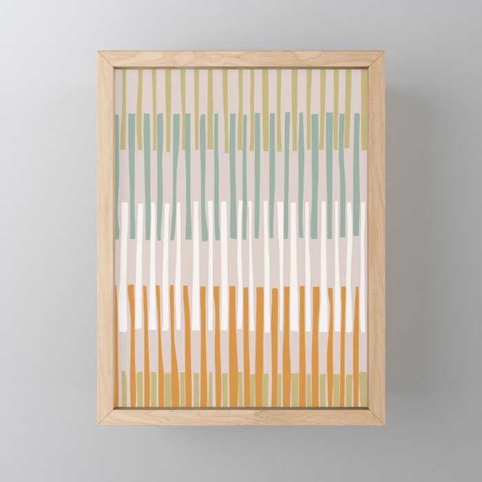 Block print geometrics stripes earthy Mini Art Print Gallery Image 1