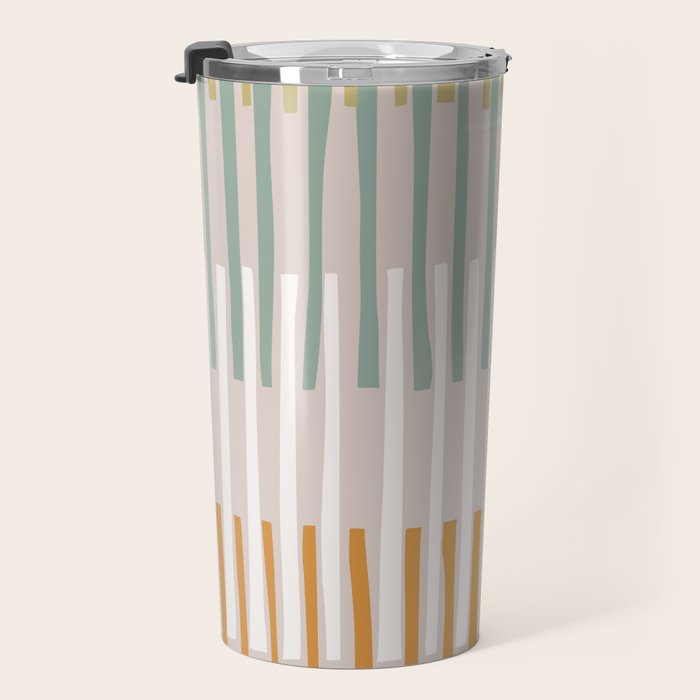 Block print geometrics stripes earthy Travel Mug Gallery Image 3