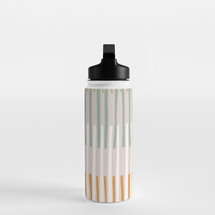 Block print geometrics stripes earthy Water Bottle Gallery Image 3