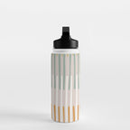 Block print geometrics stripes earthy Water Bottle Gallery Image 3