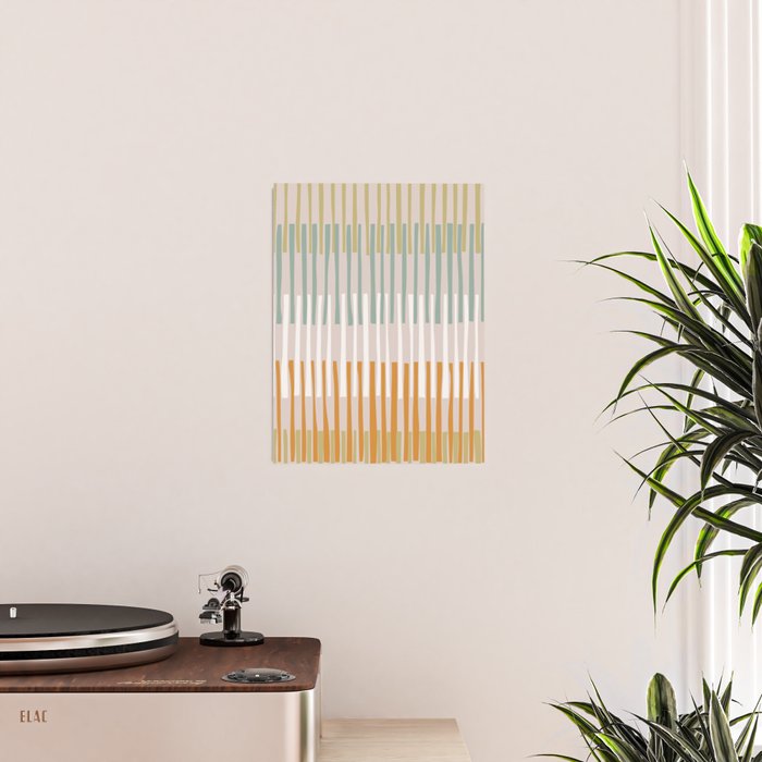 Block print geometrics stripes earthy Poster Gallery Image 2