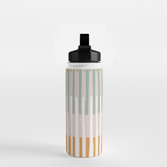 Block print geometrics stripes earthy Water Bottle Gallery Image 2