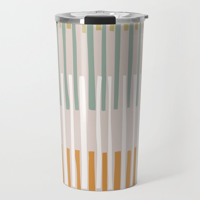 Block print geometrics stripes earthy Travel Mug Gallery Image 1