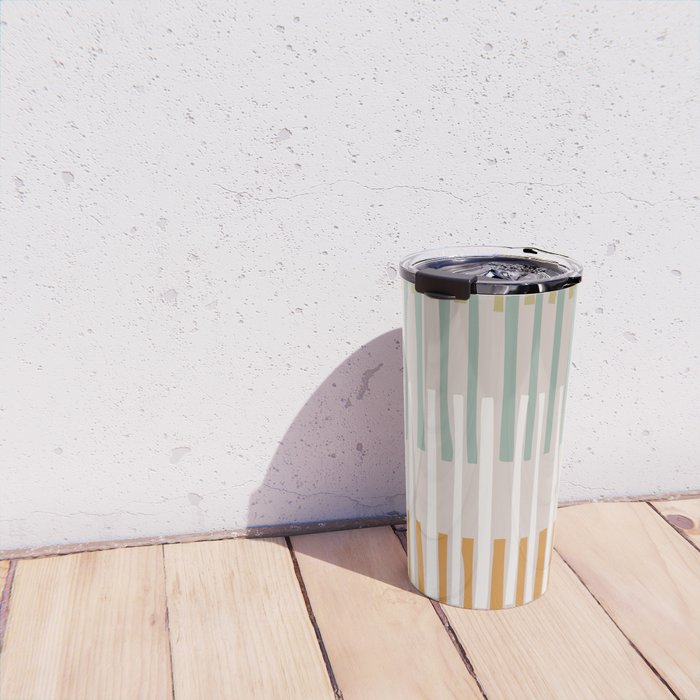 Block print geometrics stripes earthy Travel Mug Gallery Image 4