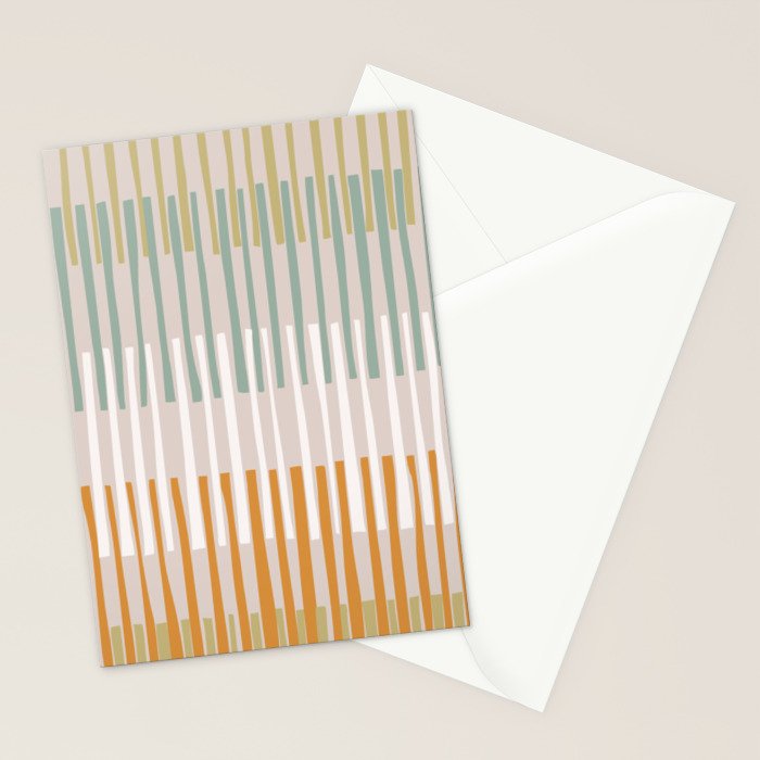 Block print geometrics stripes earthy Stationery Card Gallery Image 2