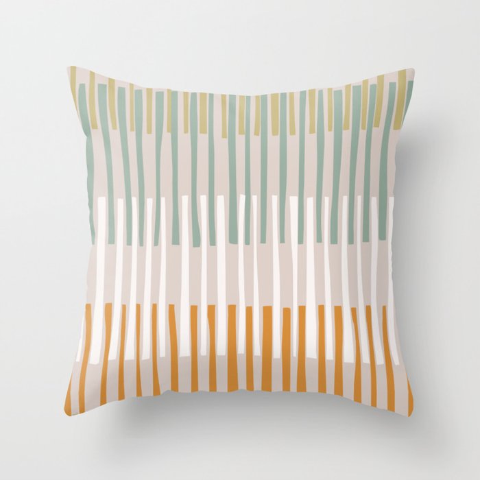 Block print geometrics stripes earthy Throw Pillow Gallery Image 1