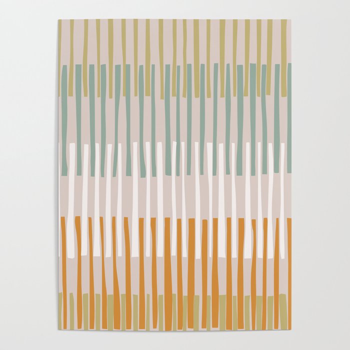 Block print geometrics stripes earthy Poster Gallery Image 4