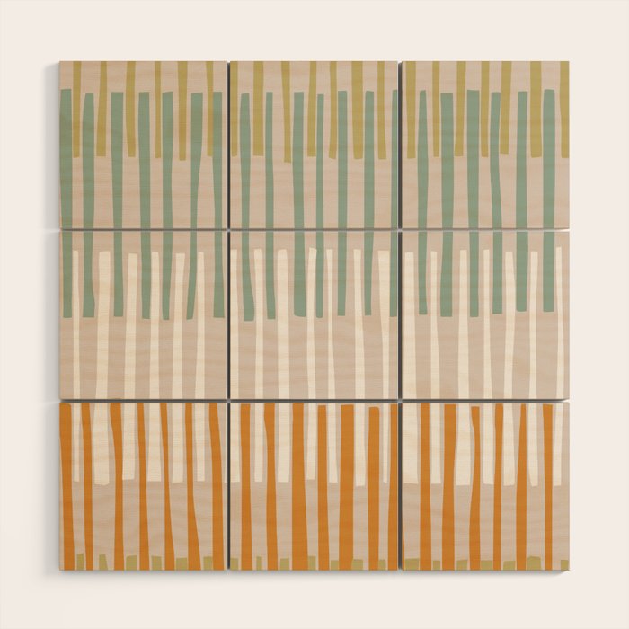 Block print geometrics stripes earthy Wood Wall Art Gallery Image 1