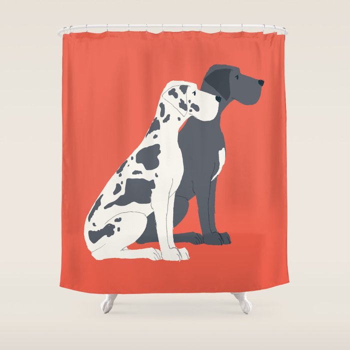 Great Dane Dog Illustration Shower Curtain Gallery Image 1