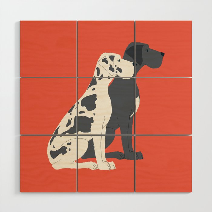 Great Dane Dog Illustration Wood Wall Art Gallery Image 1