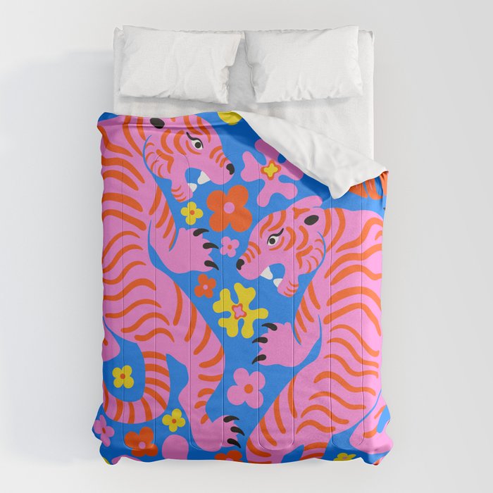Pink Tigers and Flowers Comforter Gallery Image 6