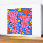 Pink Tigers and Flowers Wall Mural Gallery Image 2