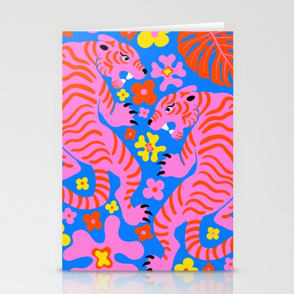 Pink Tigers and Flowers Stationery Card Gallery Image 2