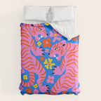 Pink Tigers and Flowers Duvet Cover Gallery Image 6