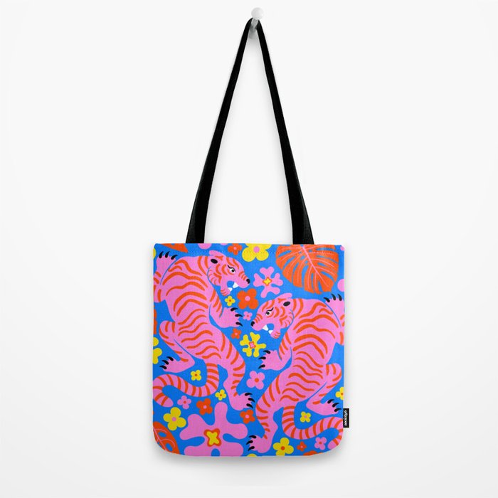 Pink Tigers and Flowers Tote Bag Gallery Image 2