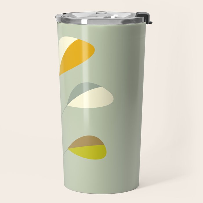Mid Century Modern Single Leaf Pattern 1. Vintage green Travel Mug Gallery Image 2