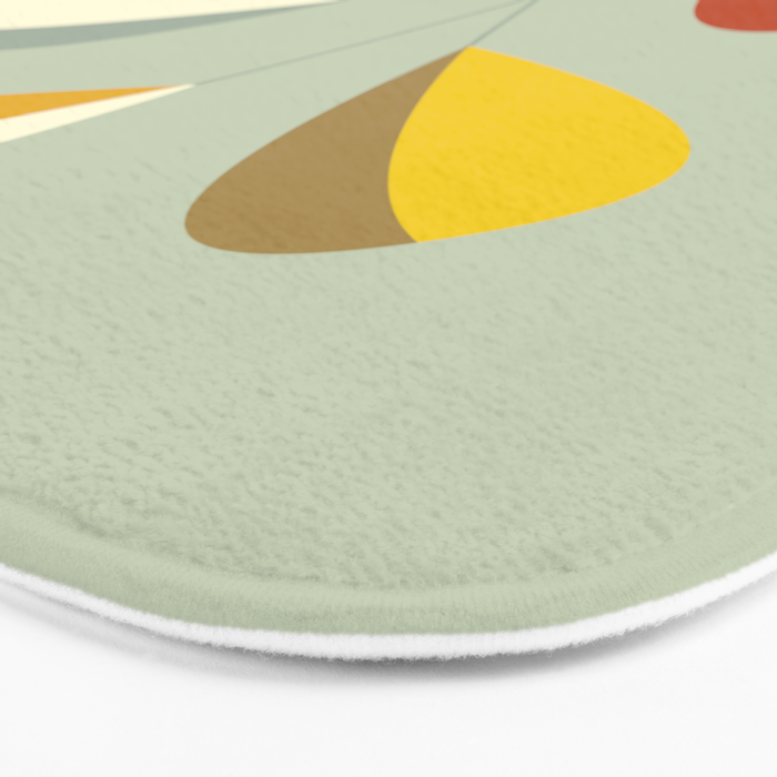 Mid Century Modern Single Leaf Pattern 1. Vintage green Bath Mat Gallery Image 3