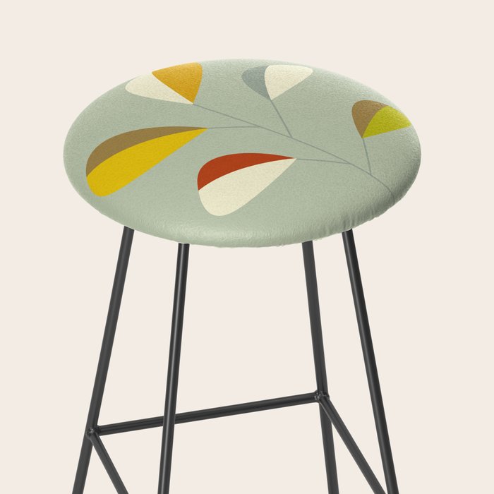 Mid Century Modern Single Leaf Pattern 1. Vintage green Stool Gallery Image 2