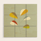 Mid Century Modern Single Leaf Pattern 1. Vintage green Wood Wall Art Gallery Image 1
