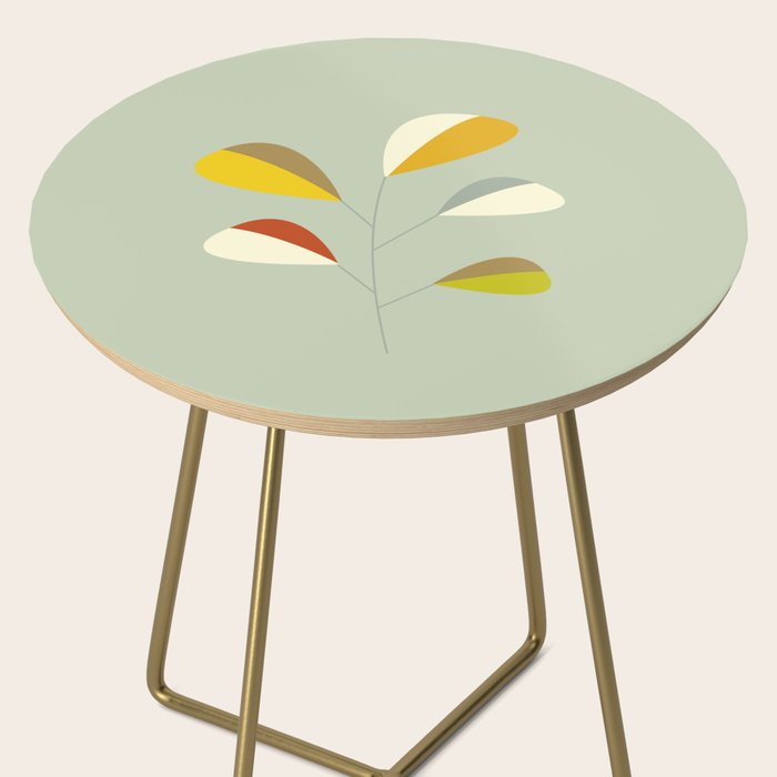 Mid Century Modern Single Leaf Pattern 1. Vintage green Side Table Gallery Image 2