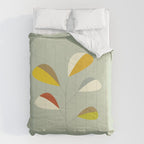 Mid Century Modern Single Leaf Pattern 1. Vintage green Comforter Gallery Image 6