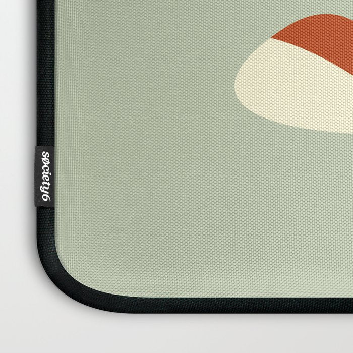 Mid Century Modern Single Leaf Pattern 1. Vintage green Laptop Sleeve Gallery Image 3