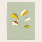 Mid Century Modern Single Leaf Pattern 1. Vintage green Poster Gallery Image 4