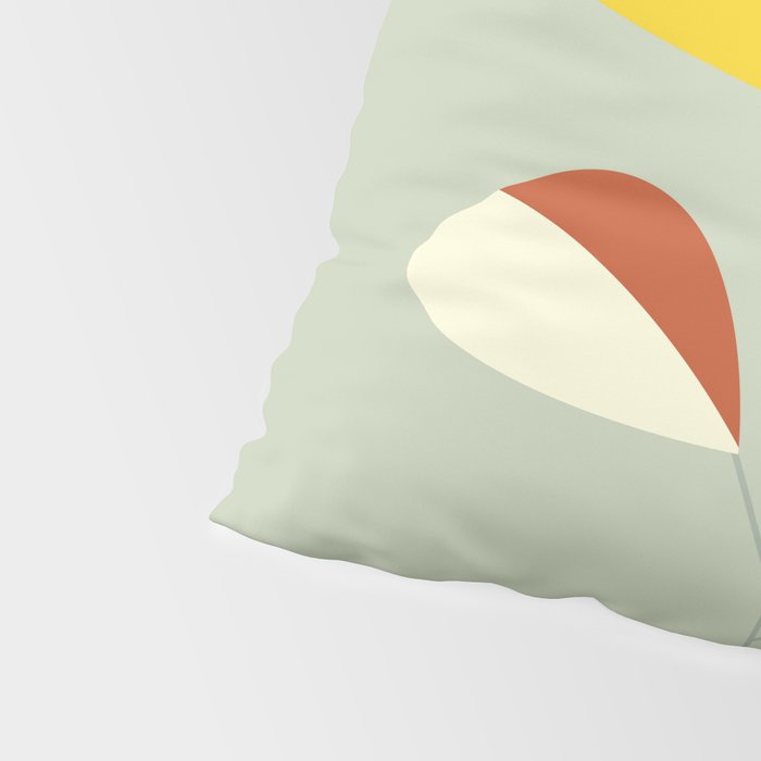 Mid Century Modern Single Leaf Pattern 1. Vintage green Pillow Sham Gallery Image 4