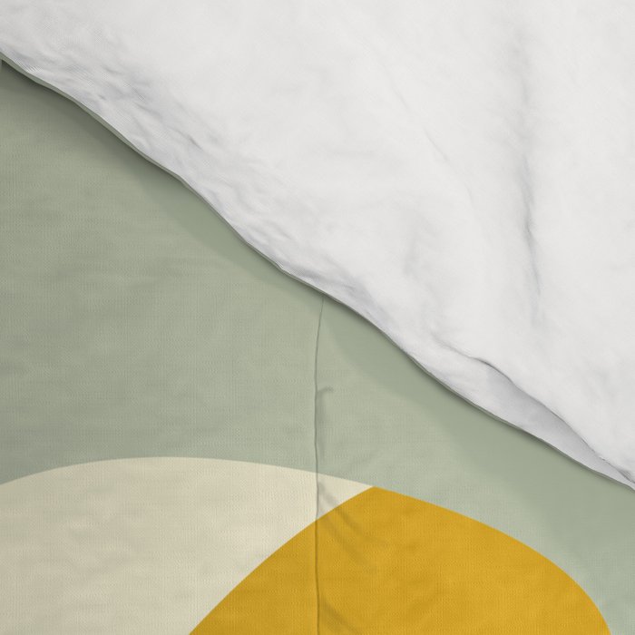 Mid Century Modern Single Leaf Pattern 1. Vintage green Comforter Gallery Image 4