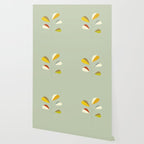 Mid Century Modern Single Leaf Pattern 1. Vintage green Wallpaper Gallery Image 2