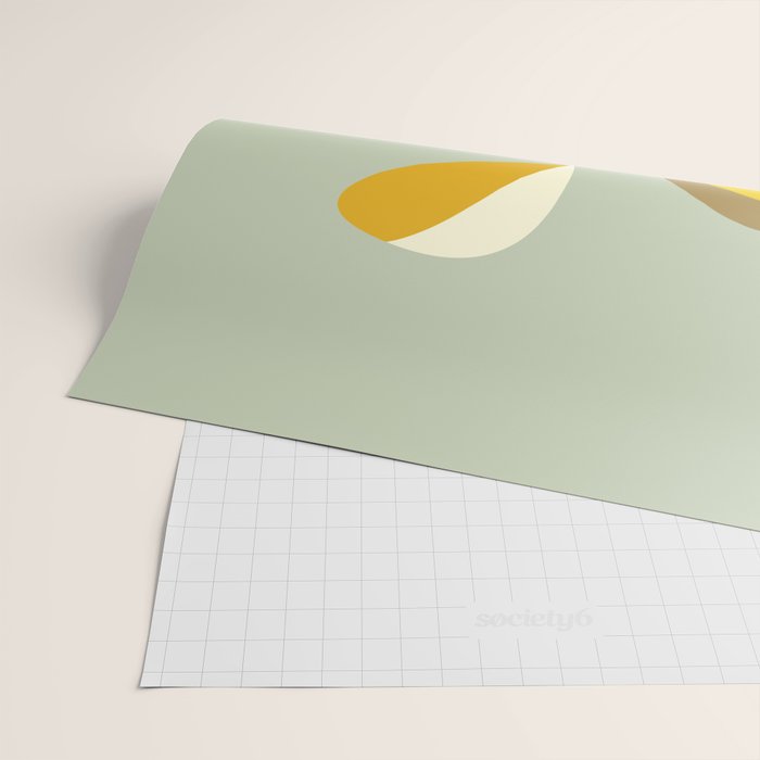 Mid Century Modern Single Leaf Pattern 1. Vintage green Wrapping Paper Gallery Image 2
