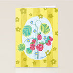 Sweet Strawberry Plant Friends in Yellow & Pink Stationery Card Gallery Image 2