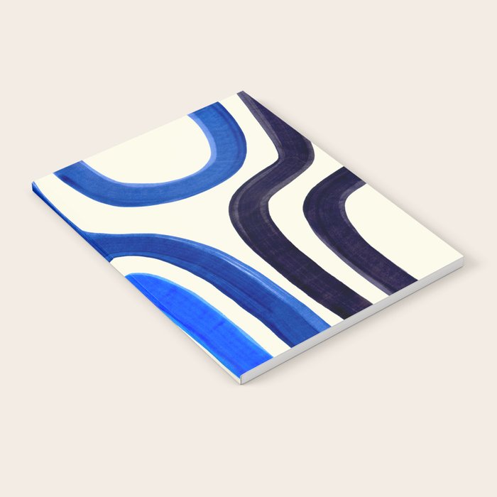 Electric Blues Fun Colorful Mid Century Modern Abstract Painting Shapes Pattern Notebook Gallery Image 1
