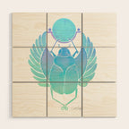 Egyptian Scarab - Turquoise OmbrÃ© Wood Wall Art Gallery Image 1