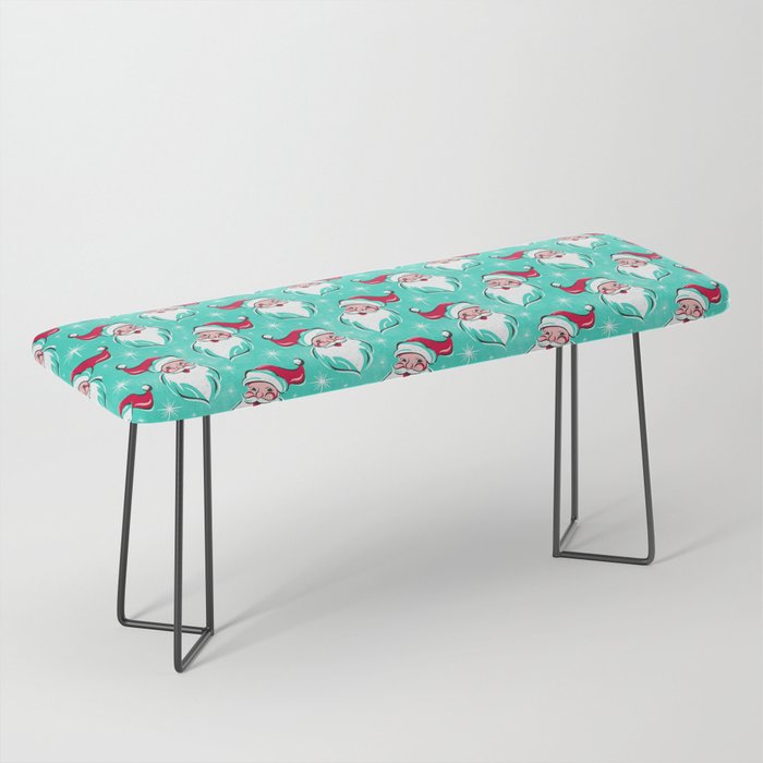 'Tis The Season Retro Santa Aqua Multi Pattern Bench Gallery Image 1