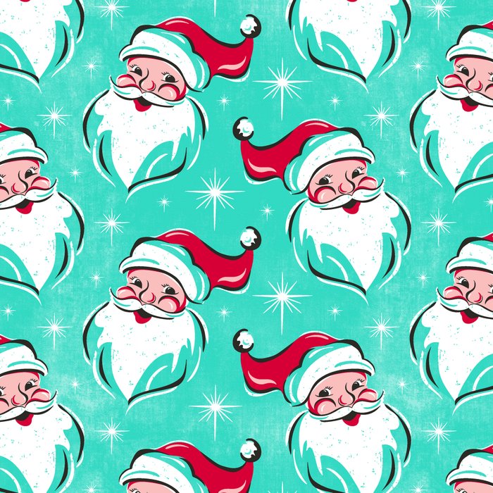'Tis The Season Retro Santa Aqua Multi Pattern Coffee Mug Gallery Image 2