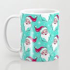 'Tis The Season Retro Santa Aqua Multi Pattern Coffee Mug Gallery Image 3