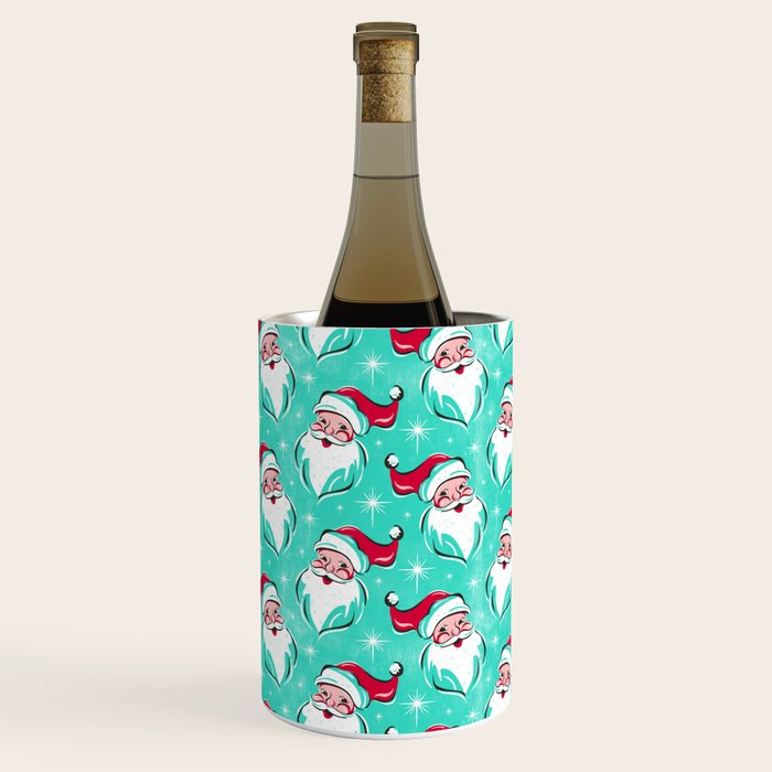 'Tis The Season Retro Santa Aqua Multi Pattern Wine Chiller Gallery Image 2