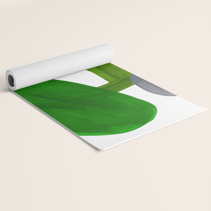Mid Century Vintage 70's Design Abstract Minimalist Colorful Pop Art Olive Green Dark Green Grey Yoga Mat Gallery Image 2