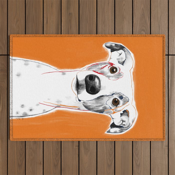 Greyhound dog portrait Outdoor Rug Gallery Image 1