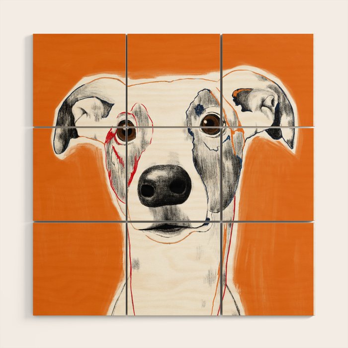 Greyhound dog portrait Wood Wall Art Gallery Image 1