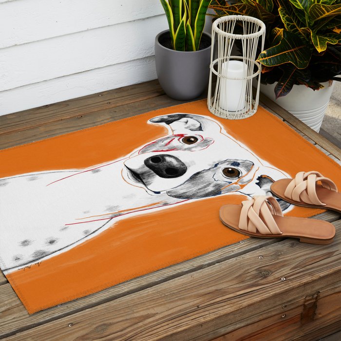 Greyhound dog portrait Outdoor Rug Gallery Image 2